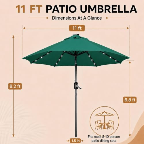 11FT Solar Patio Umbrella w