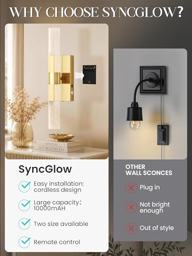 10000mAh Battery Operated Wall Sconces Set of 2 (2 Count)