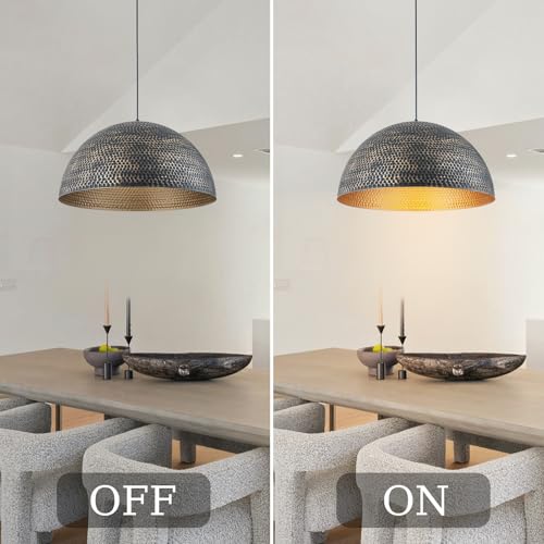 23.6 in. Black and Gold Hammered Pendant Light Fixtures