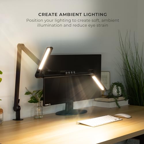 LED Desk Lamp with Adjustable Swing Arms and Clamp Base