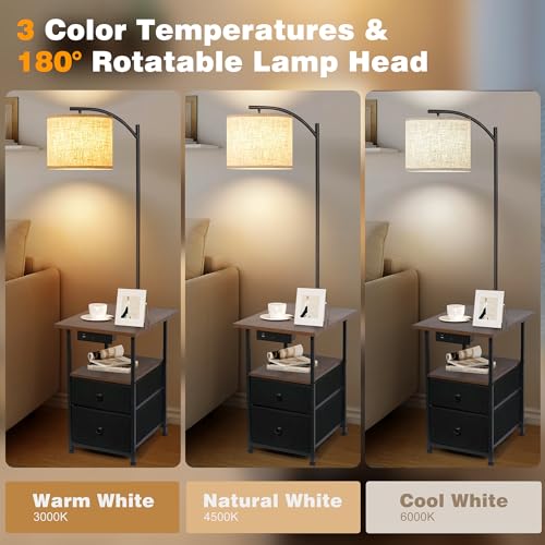 Floor Lamp with Table & 2 Drawers