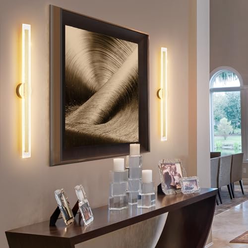 Modern Wall Sconces 39.4In Gold Wall Light Fixtures Dimmable LED Sconce Wall Lighting Indoor Hardwired Wall Lamps for Living Room Bedroom Hallway Stairs