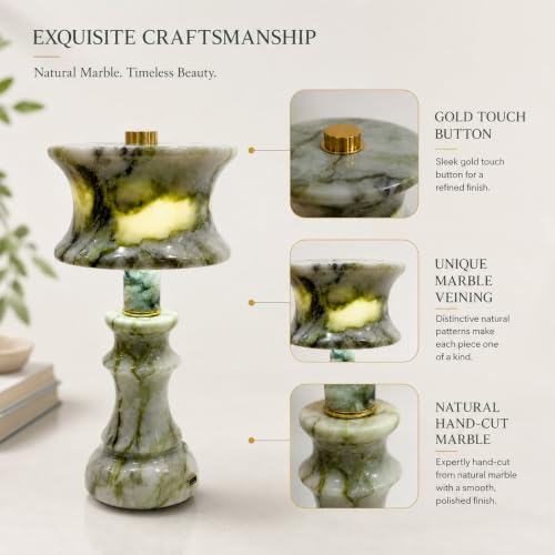 Cordless Green Marble Touch Lamp