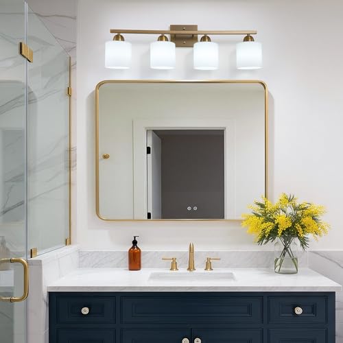 Milk Glass Vanity Lights for Bathroom