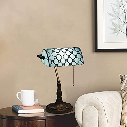 Tiffany Style Bankers Table Lamp Stained Glass Piano Desk Lamp Vintage Bedroom Bedside Lamp for Study