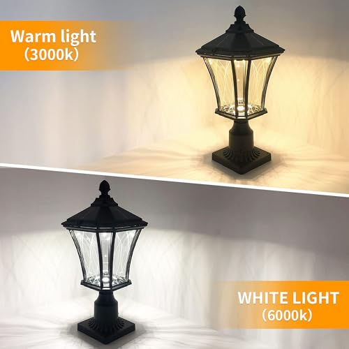 Solar Post Lights Dusk to Dawn Outdoor Solar Lamps with Pier Mount Base