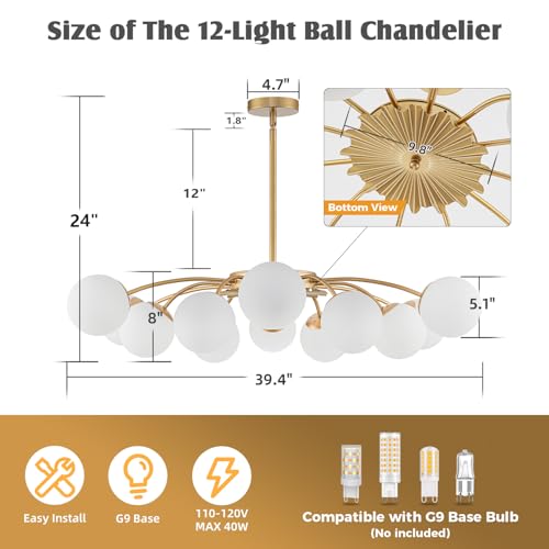 12 Light Milk Glass Pendant Light