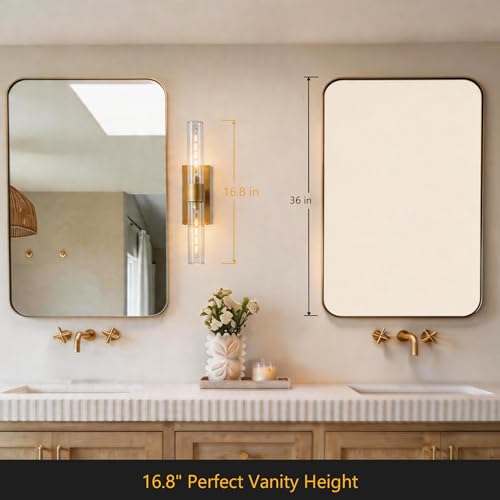 Bathroom Sconces Brass Sconces 22.8in Glass Sconces Dimmable