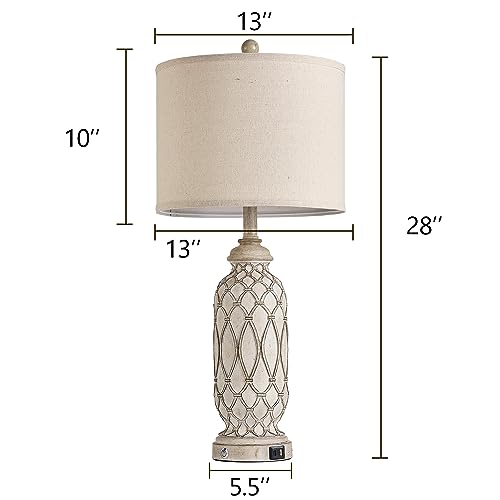 Farmhouse Table Lamps for Bedroom Set of 2 (2 Count)