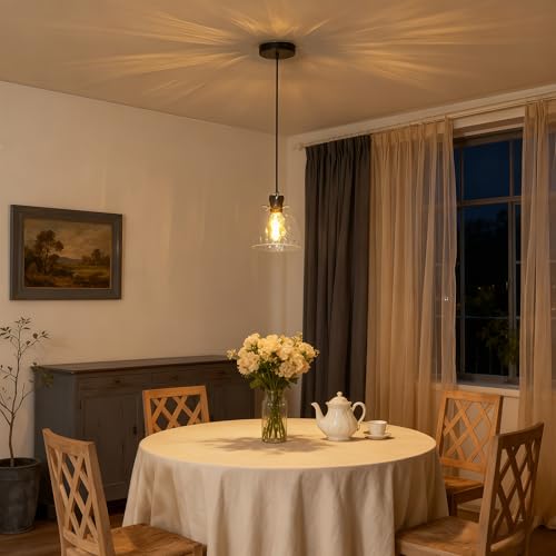 6" Mini Hammered Glass Black Pendant Lights Kitchen Island Lighting 2 Pack (2 Count)