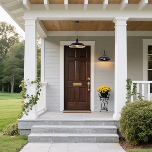 Farmhouse Pendant Light with 16 Inch Dome for Outdoor and Indoor Use
