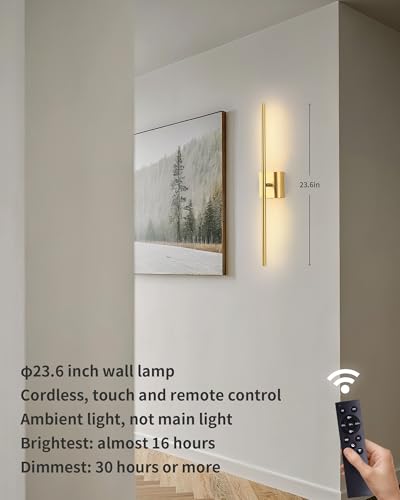 Gold 23.6" Cordless Wall Sconces Set of 2 (2 Count)