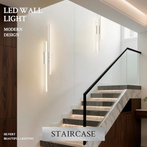 LED Wall Sconce Silver Modern Remote Wall Light Fixtures for Living Room