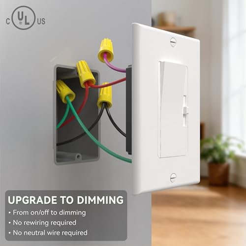 6 Pack LED Dimmer Light Switch Single Pole or 3 Way Dimmable Light Switch Compatible with LED CFL Halogen and Incandescent Bulbs with Adjustable Minimum Brightness UL Listed White (6 Count)