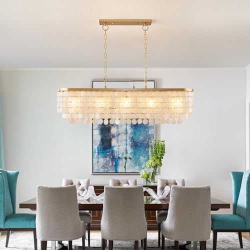 5 Light Capiz Shell Rectangular Chandelier