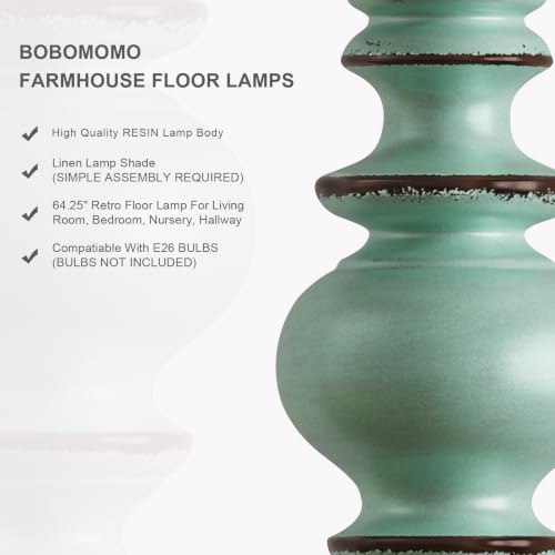 64.25" Farmhouse Floor Lamp with Remote (Rustic Blue)
