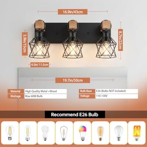 3 Light Farmhouse Vanity Light Fixture