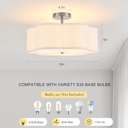 18" Chrome Semi Flush Mount Ceiling Light