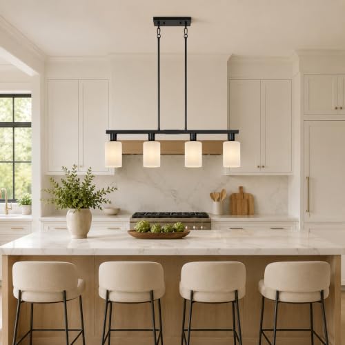DSMJFU 4 Light Kitchen Island Lighting Frosted Glass Dining Room Chandelier