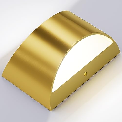 Brushed Brass Wall Sconce Indoor Wall Lights Hardwired 1 Pack Up and Down Wall Mount Light for Living Room Bedroom Hallway Corridor Conservatory Cool White 6000K
