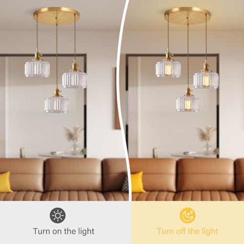 Cluster 3 Light Kitchen Sink Chandelier Glass Ceiling Pendant Light