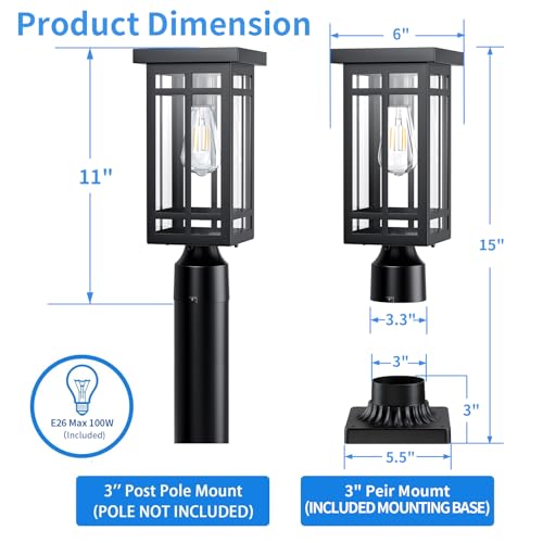 14'' Outdoor Solar Post Light