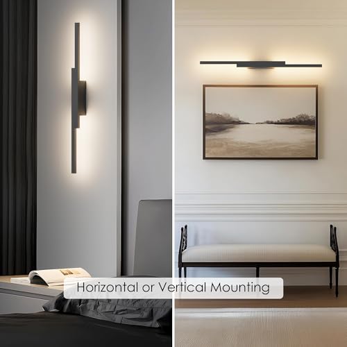 Black Wall Sconces Set of Two Battery Operated Wall Sconces 3000K (2 Count)