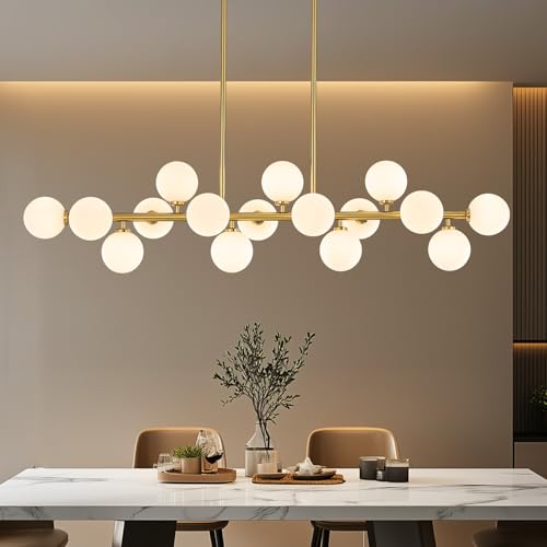 55" Long Brass Gold Chandeliers for Dining Room Kitchen Island