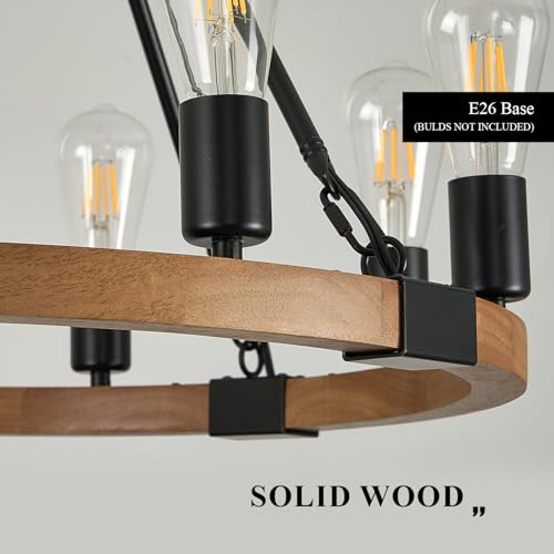 Oak Wooden Wagon Wheel Chandelier 8