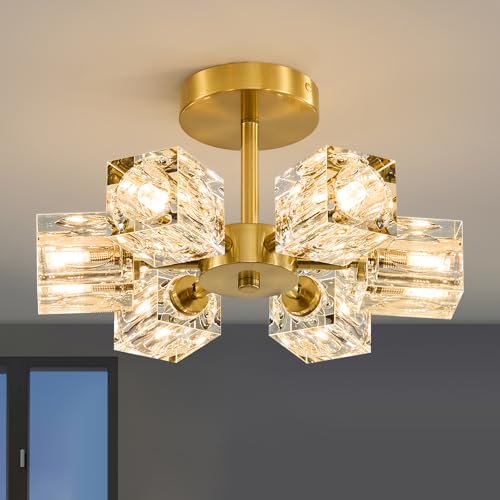 Sputnik Crystal Semi Flush Ceiling