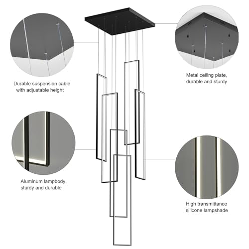 Modern Rectangle LED Chandelier for High Ceilings