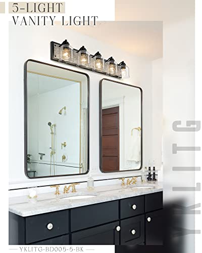5 Light Bathroom Vanity Lights Large 40"with Bubble Glass Shade