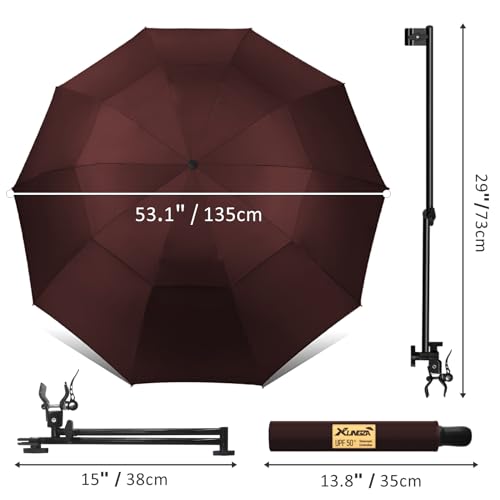 UPF 50+ Beach Umbrella with Adjustable Universal Clamp