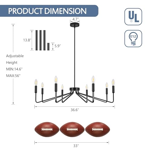 8 Light Black Farmhouse Chandelier