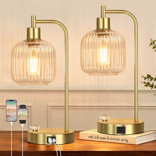 Clear Glass Table Lamps Set of 2