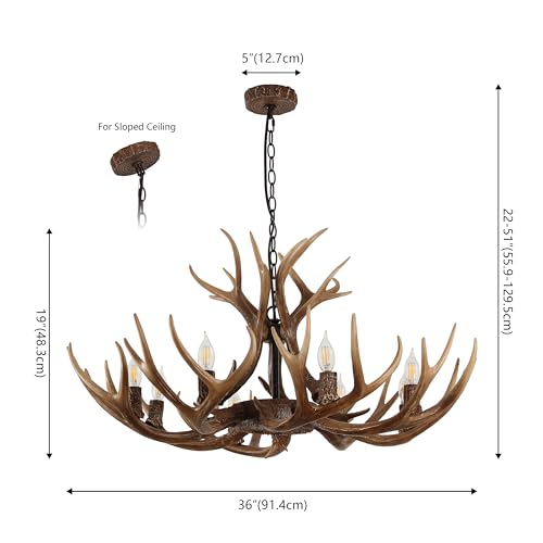 Eldora 8 Light Resin Antler Chandelier 36"