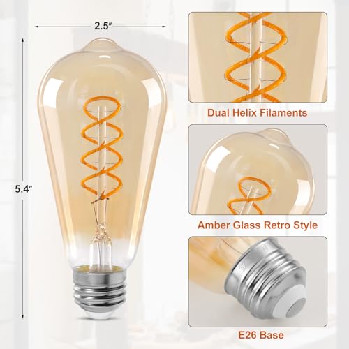 ST64 LED E26 Vintage Edison Light Bulbs (6 Count)