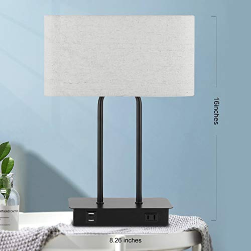 Bedside Touch Control 3 Way Dimmable Table Lamp with Cream Fabric Shade