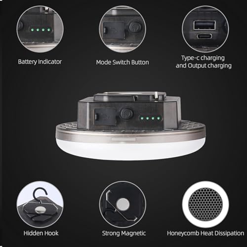 Transparent Rechargeable LED Portable 5000LM 40W Camping Tent Light