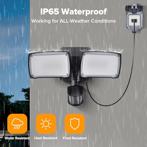 2 Pack 21W Black Plug in Motion Sensor Light Outdoor