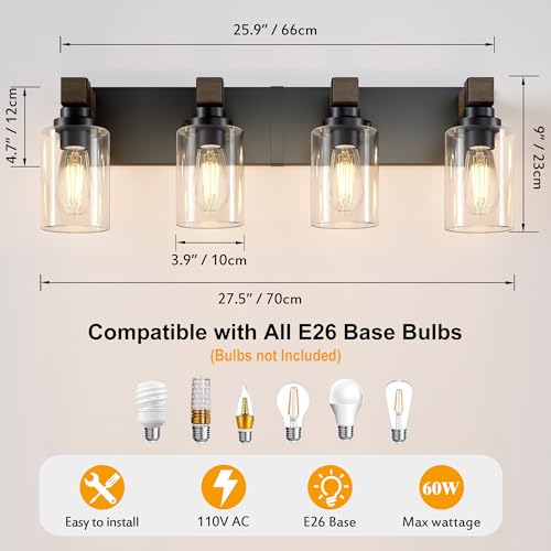 Farmhouse 4 Light Bathroom Vanity Light Fixtures