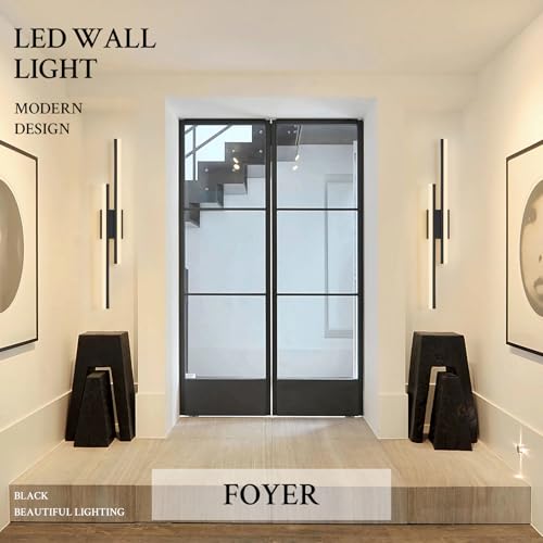 LED Wall Sconce Set of 2 Black Remote Modern LED Vanity Lights Set of 2 Indoor Wall Light Fixtures for Living Room (2 Count)