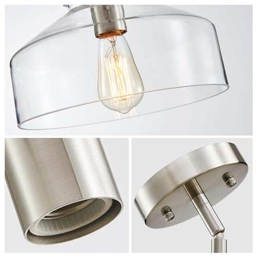 Chandelier Rustic Farmhouse Industrial Round Ceiling Pendant LED Light Fixture with Clear Glass Shades for Dining Room Kitchen Island Foyer Entryway
