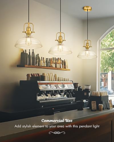 11" Gold Pendant Light Fixture