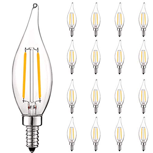 4W Vintage Candelabra LED Bulbs Dimmable (16 Count)