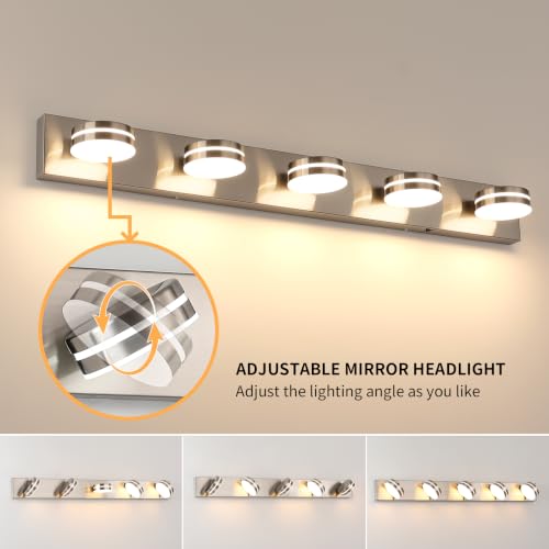 Brushed Nickel Bathroom Light Fixtures Over Mirror