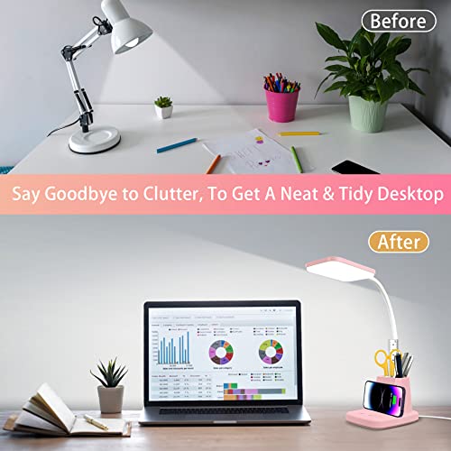 LED Desk Lamp with 10W Wireless Charging & Pen Holder