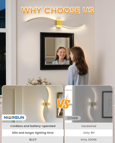 39.4 Inch Battery Operated Wall Sconce Set of 2 (2 Count)