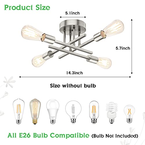 Brushed Nickle Semi Flush Mount Ceiling Lights