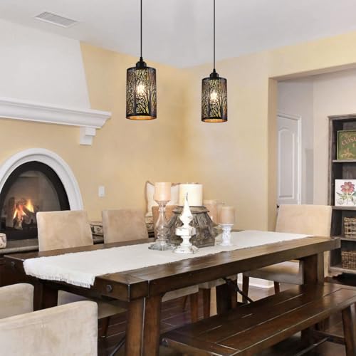 Industrial Farmhouse Black Pendant Light for Kitchen Island